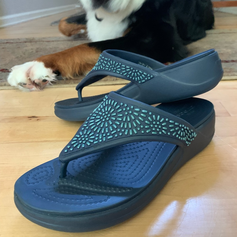 Gently Used Crocs Wedge Flip